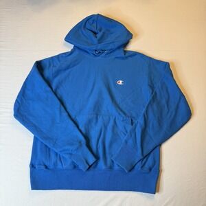 Champion Reverse Weave Hoodie Mens Medium Blue Pullover Sweatshirt GF68 Athletic